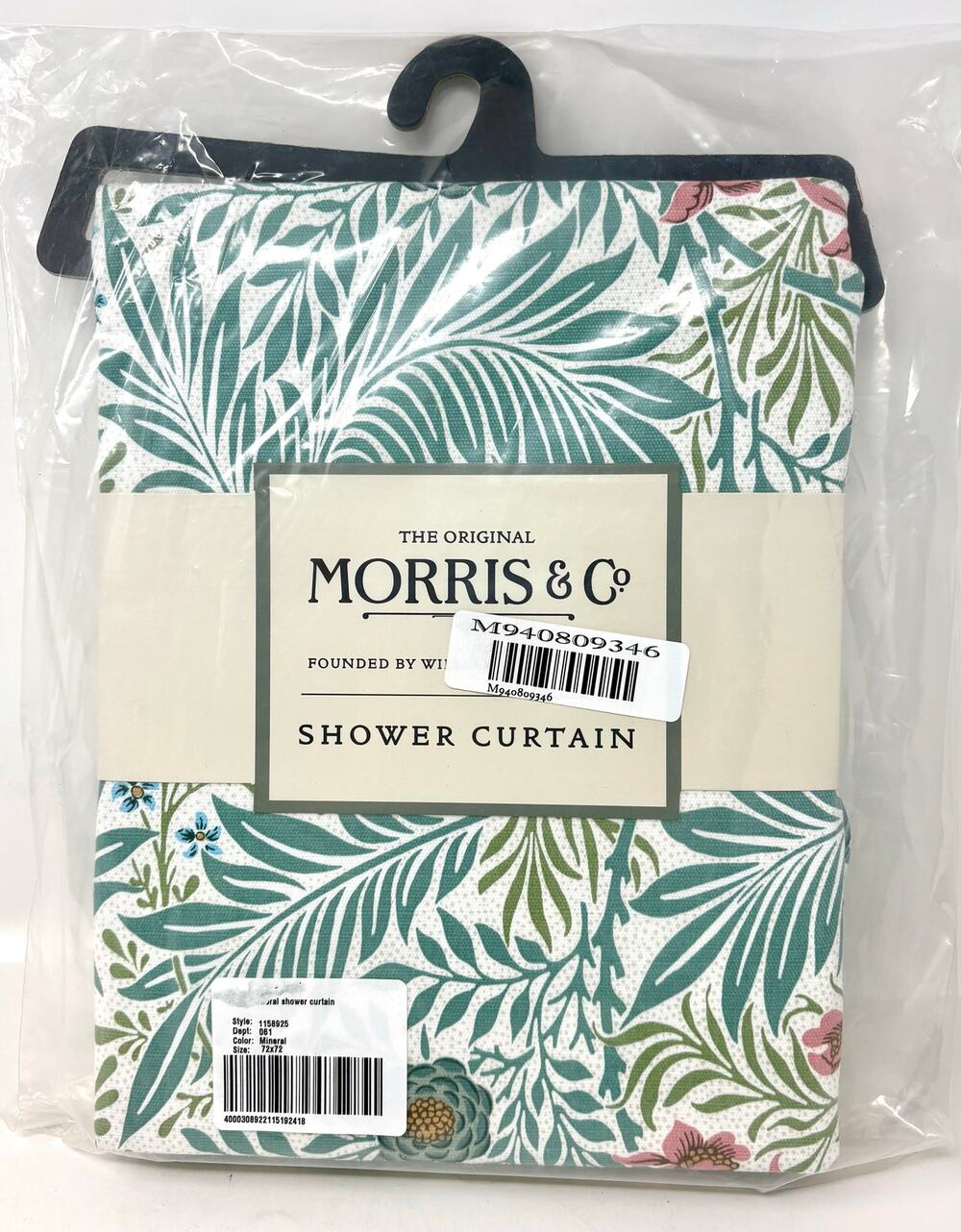 William Morris & Co Shower Curtain Fabric 72x72” Floral Larkspur Teal Pink Blue